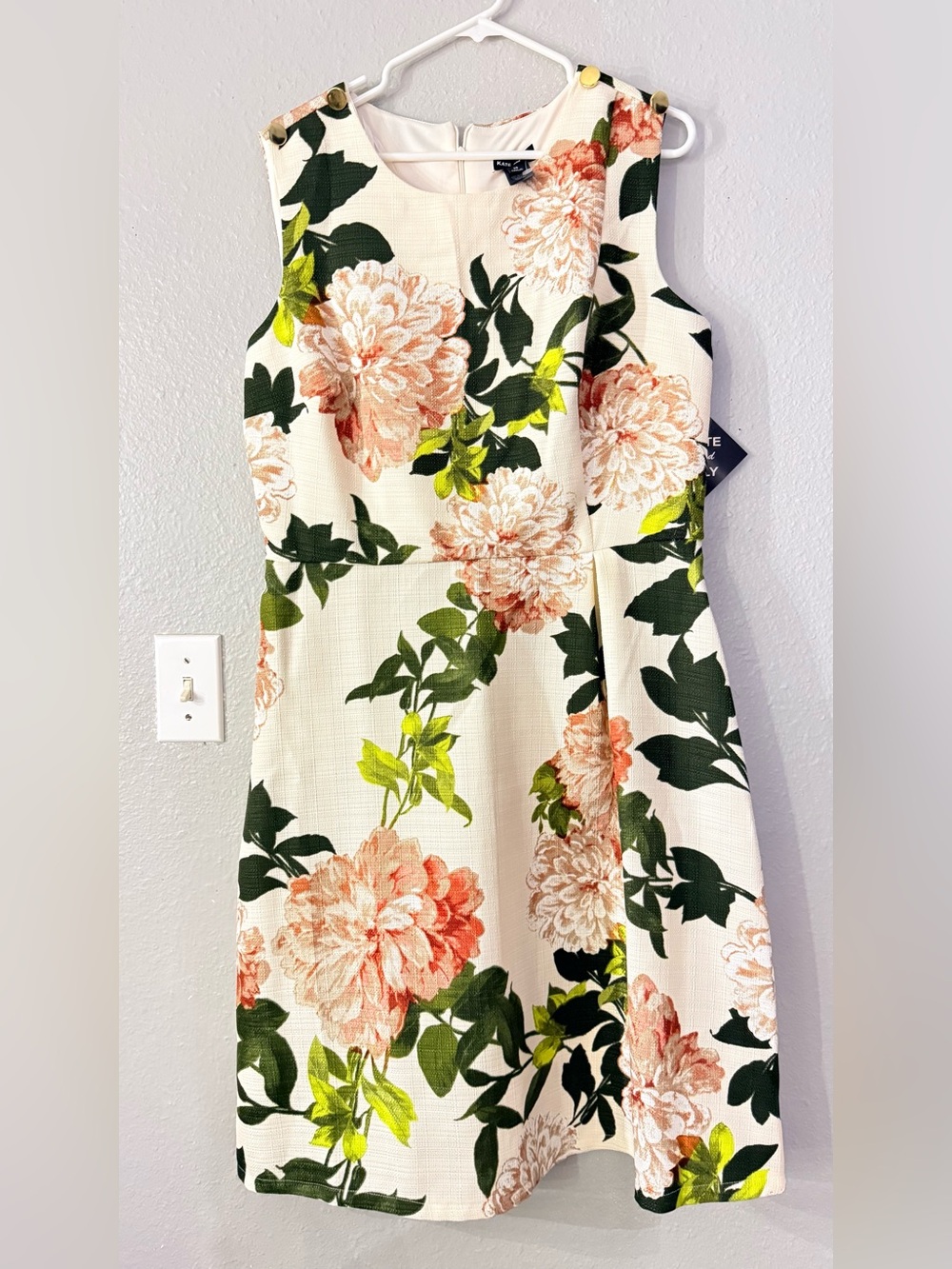 Taylor Cream Midi Dress with Peach Floral Print